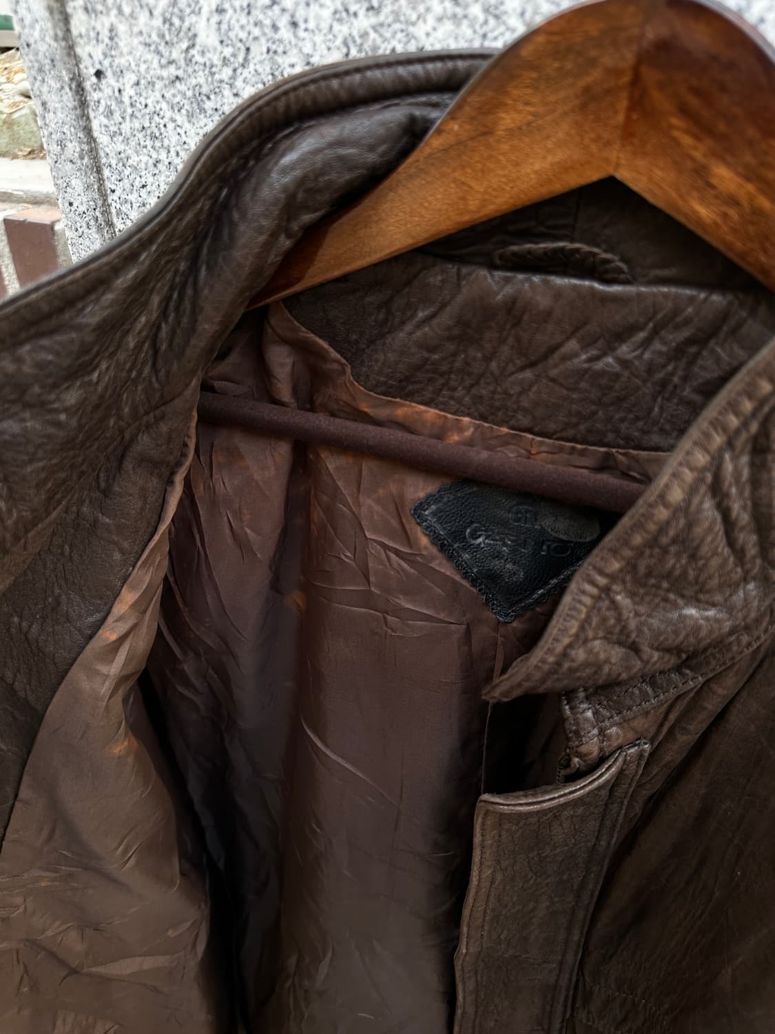 90s 빈티지 브라운 레더 블루종 자켓 상품이미지5