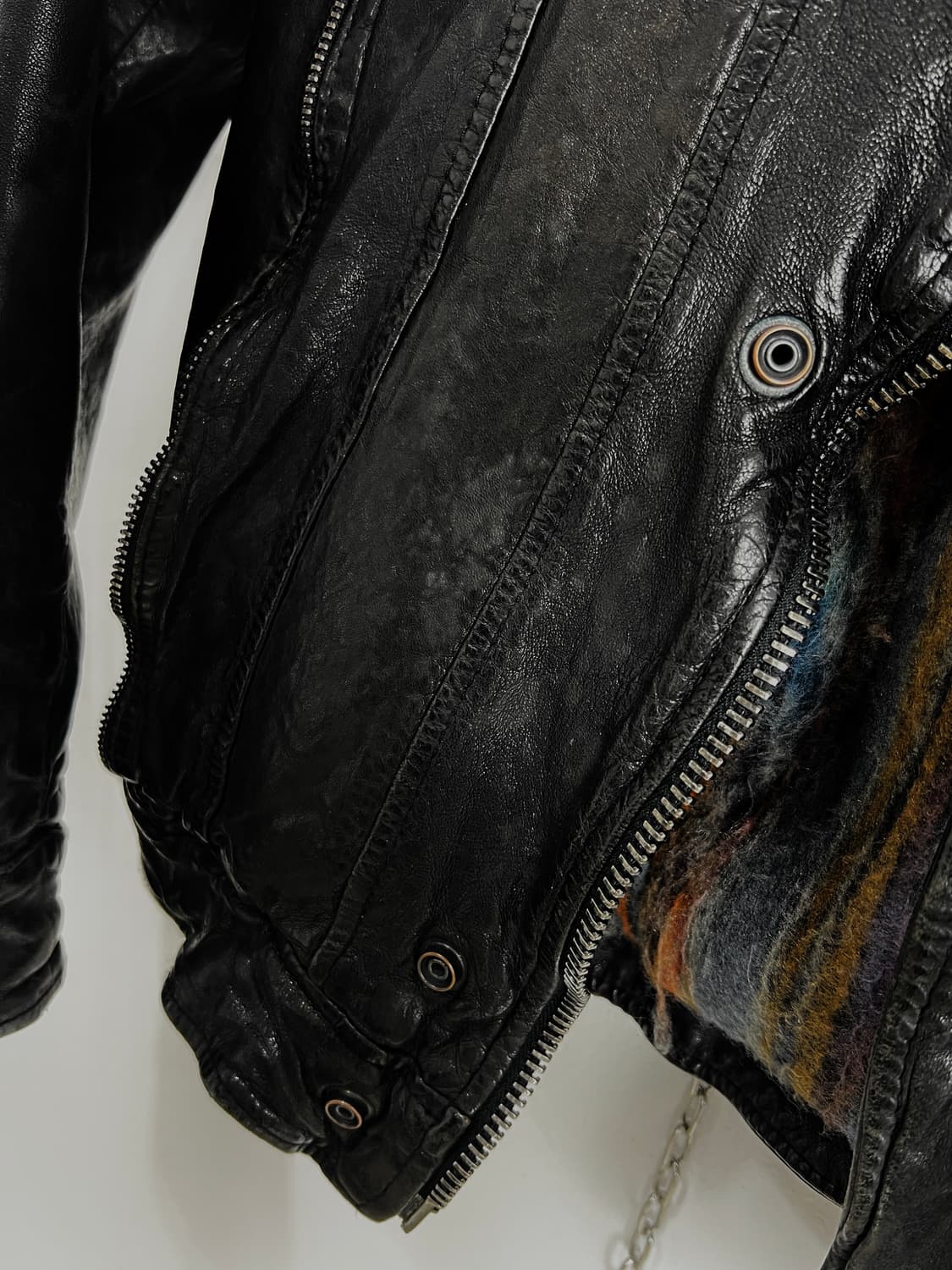 조르지오 브라토 체스트 지퍼 레더 자켓 상품이미지8