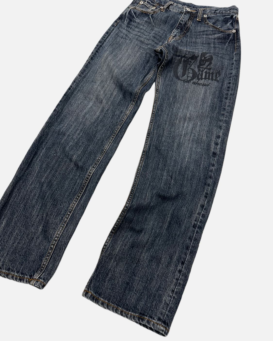 skull logo fade straight jean 상품이미지3