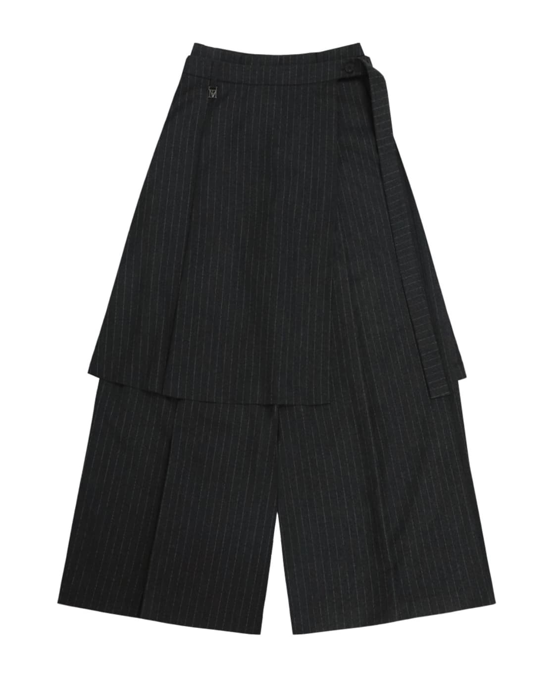 트리밍버드 오버랩 셋업 스커트 와이드 팬츠 차콜 스트라이프 상품이미지4