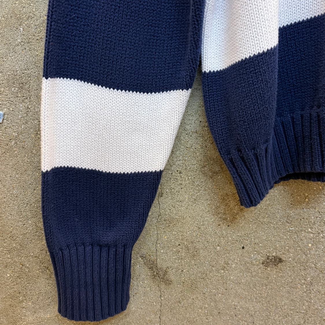 90s USA 빈티지 폴로랄프로렌 스트라이프 단가라 헤비코튼 니트  상품이미지5