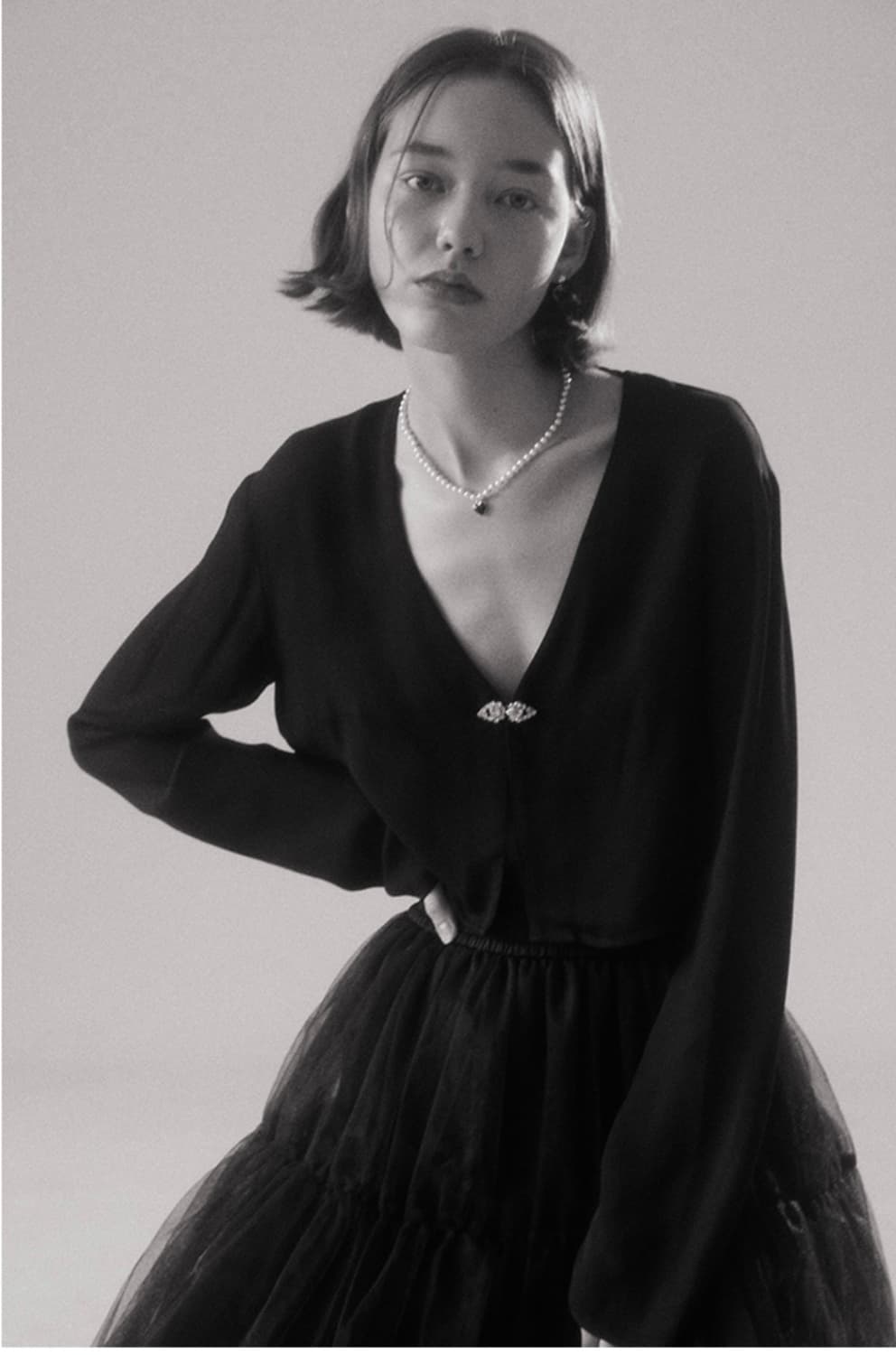 [빈티지헐리우드]Silky Black n Pearl Heart Neckl 상품이미지6