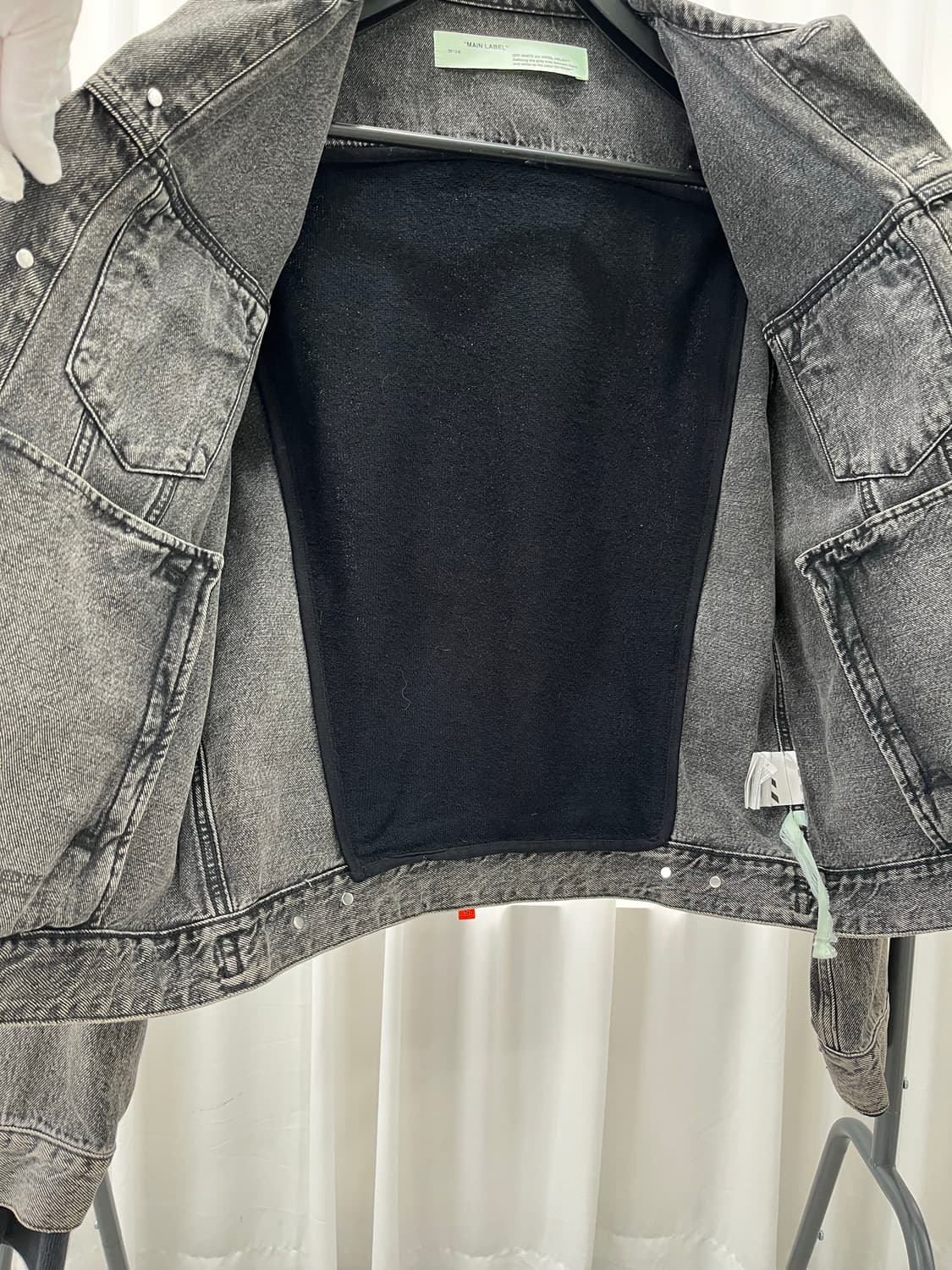 오프화이트 유화 흑청 데님 자켓 XL 상품이미지6