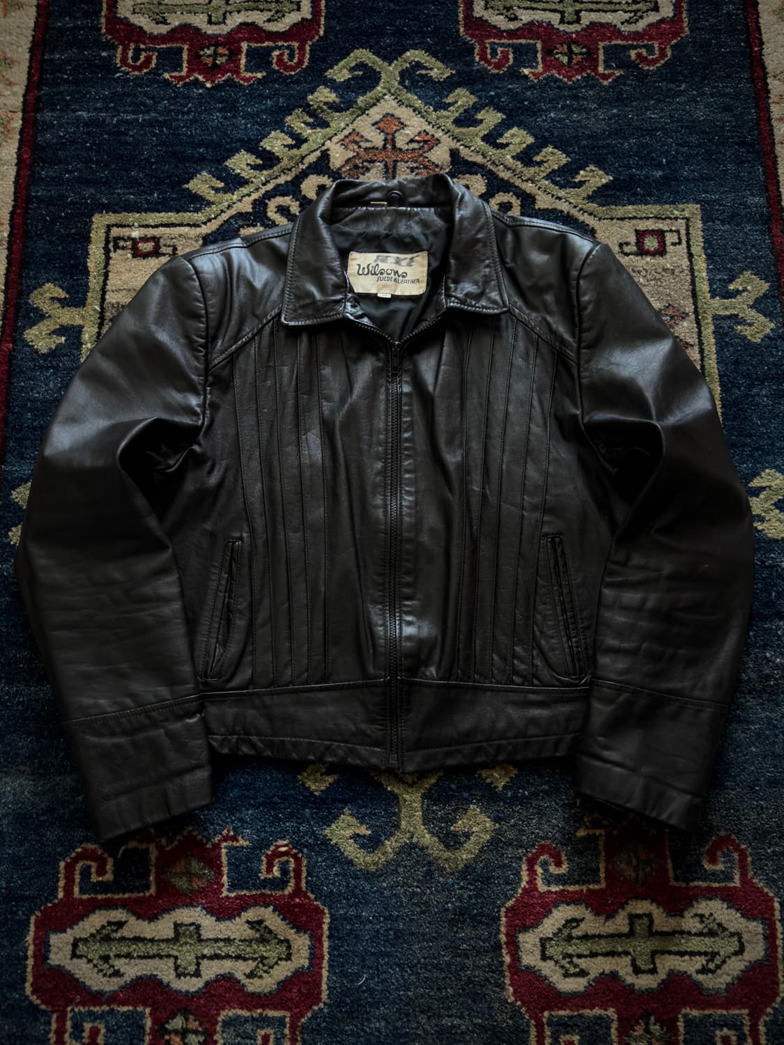 80s Wilsons black Whisker Leather Jacket 상품이미지1