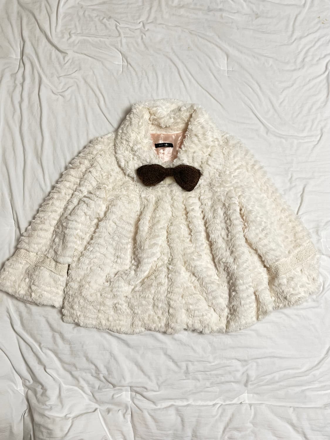 빈티지 라떼갸루 아이보리 달천깔 퍼 자켓 상품이미지1