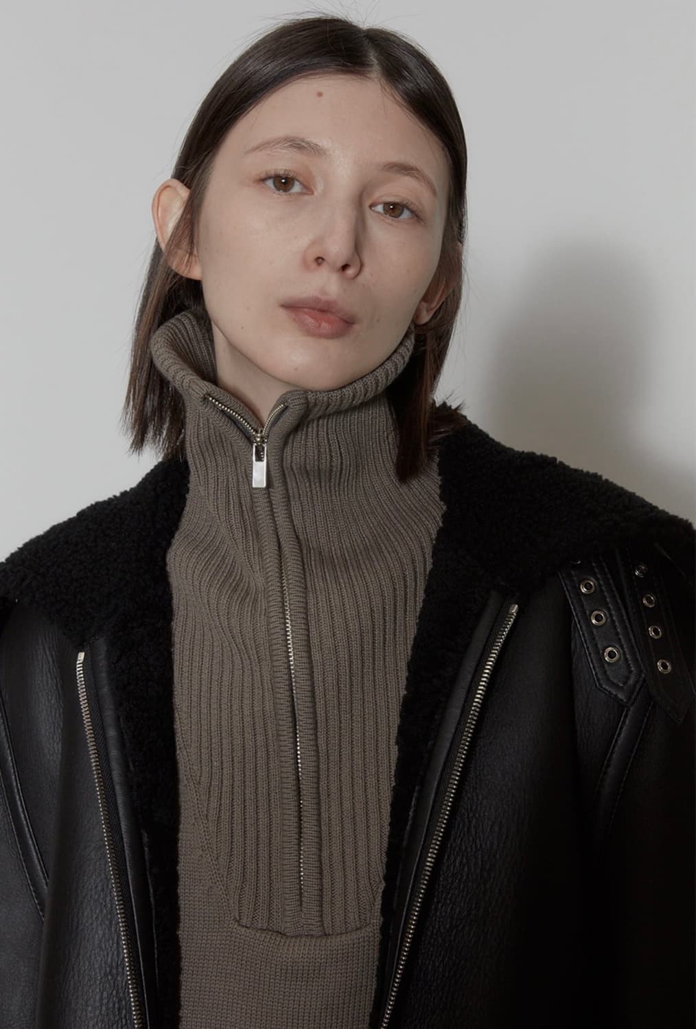 ORE 오어 하프집 니트 풀오버 카키그레이 상품이미지4