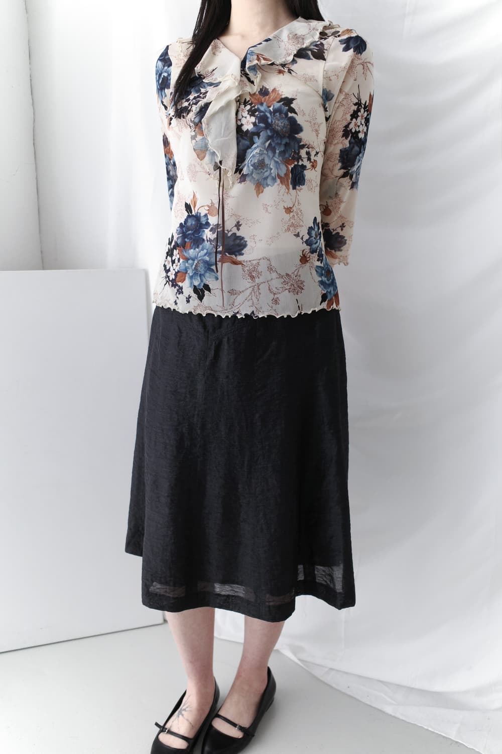 frill flower see-through T 상품이미지7
