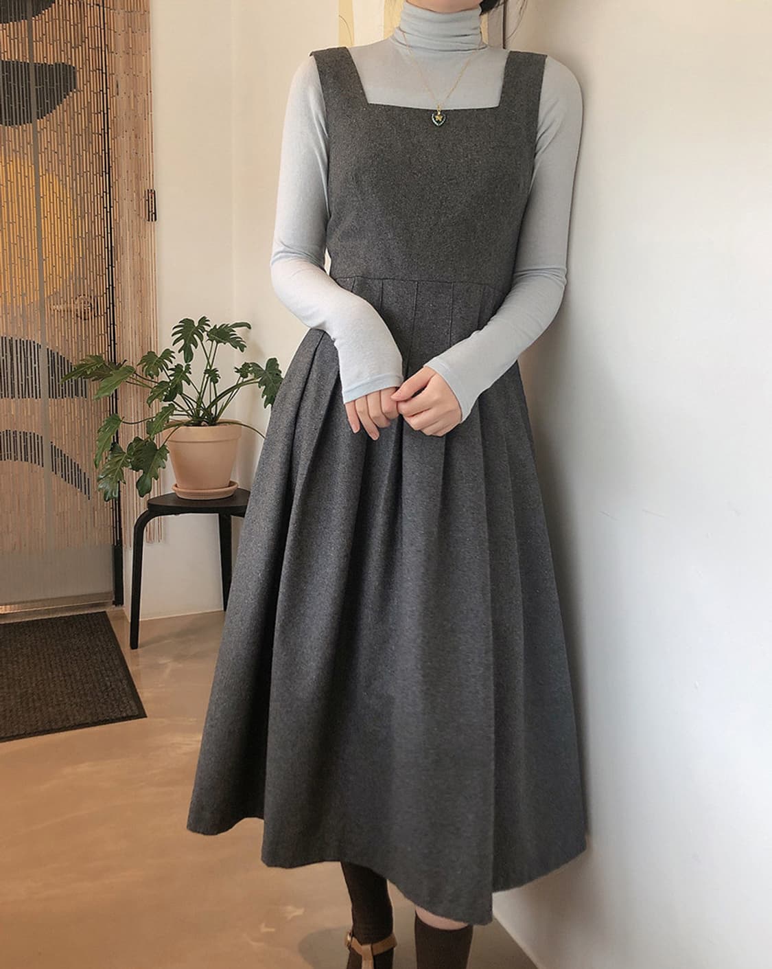 블랙 울 뷔스티에 롱 원피스 상품이미지1