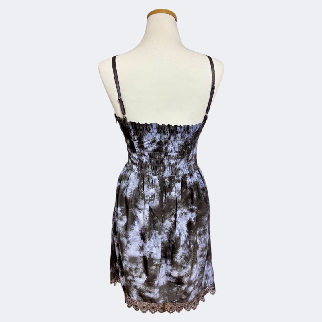 러닝하이 레이스 포인트 타이다이 미니 원피스 블루 차콜 상품이미지6