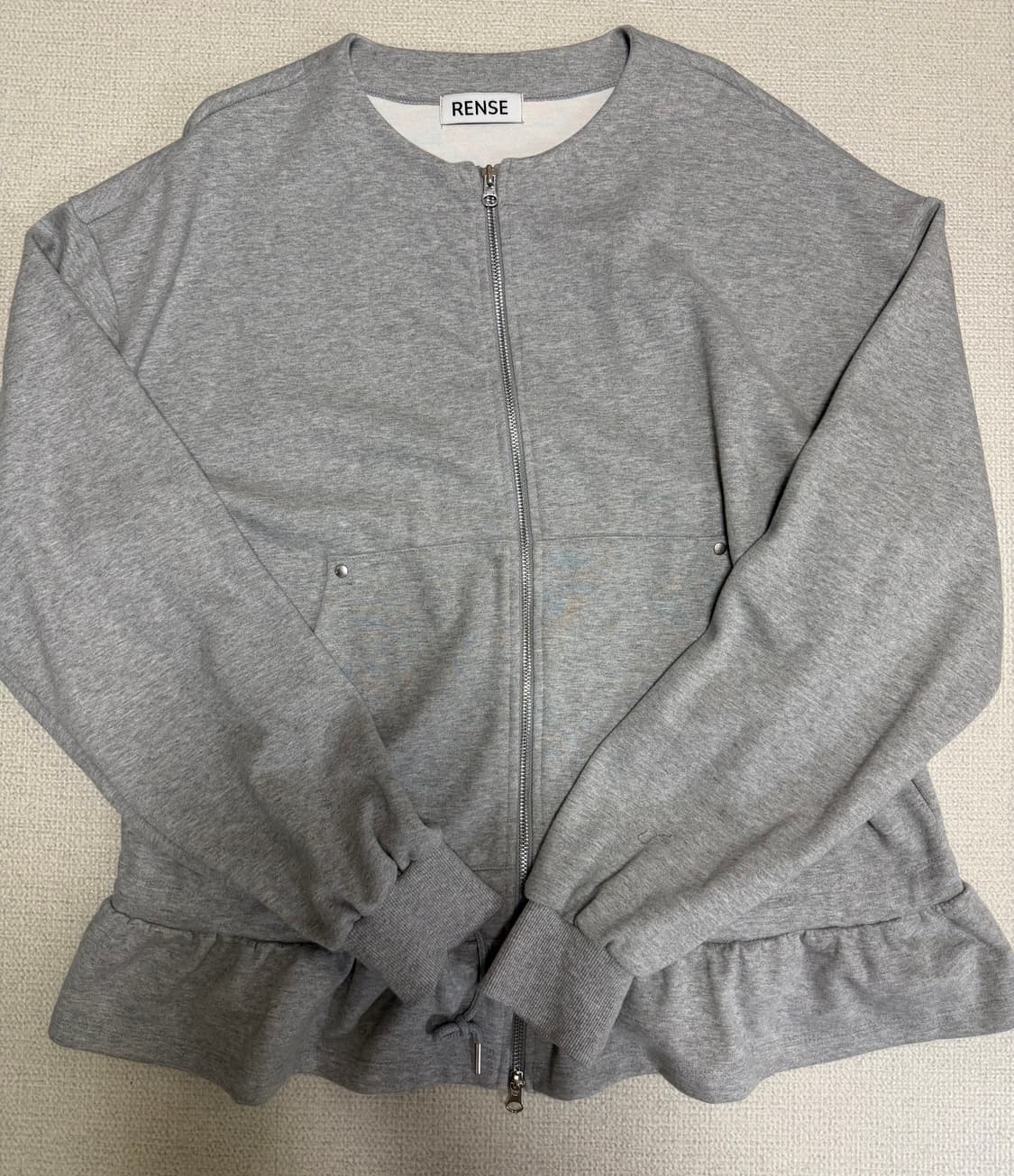 렌세 Round Neck Frill Zip-Up Melange Gray 상품이미지3