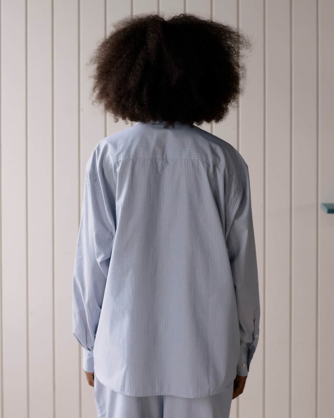 [XS,S,M]베이스레인지 Claude 오가닉 스트라이프 셔츠/블루 상품이미지2