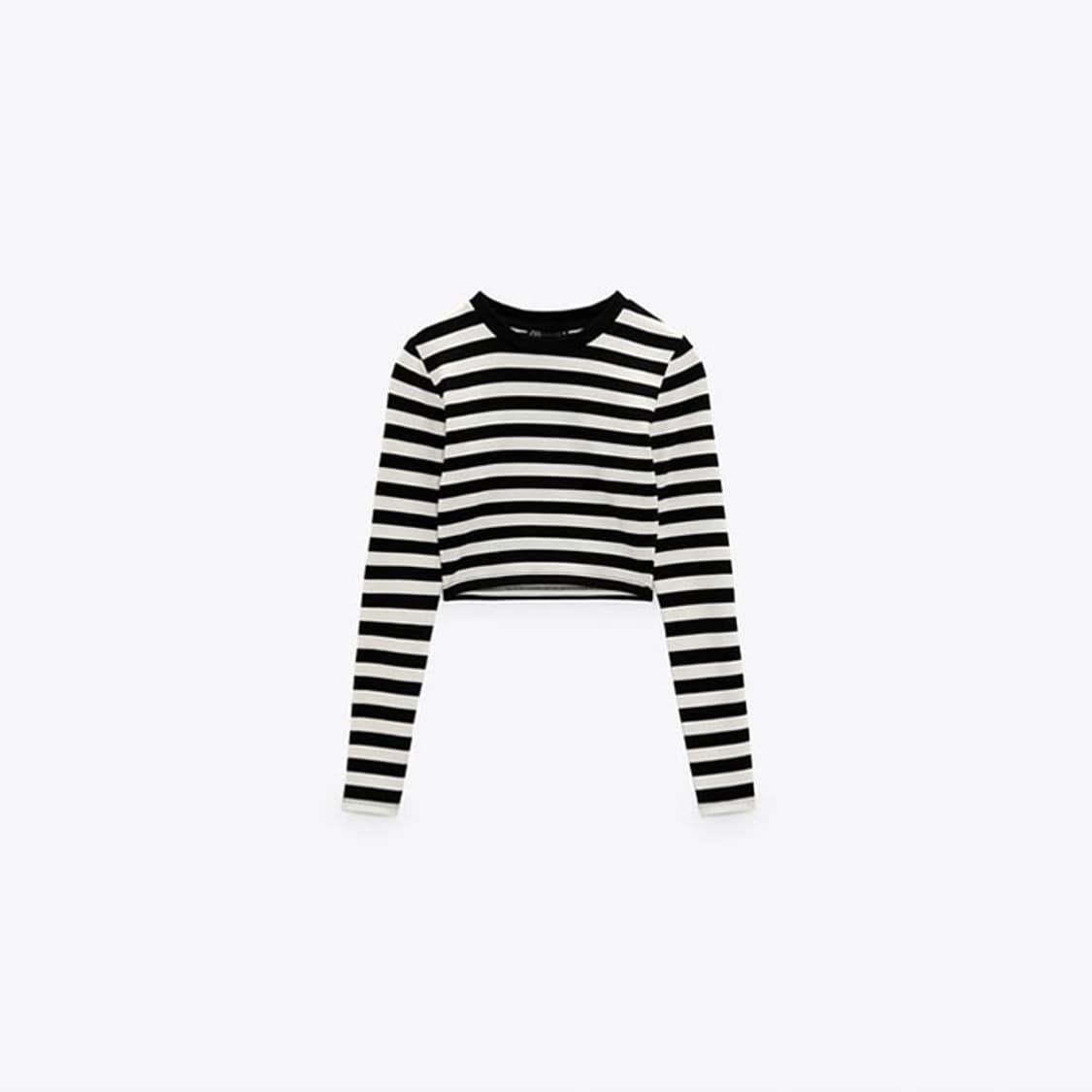 자라 스트라이프 크롭 탑 상품이미지2