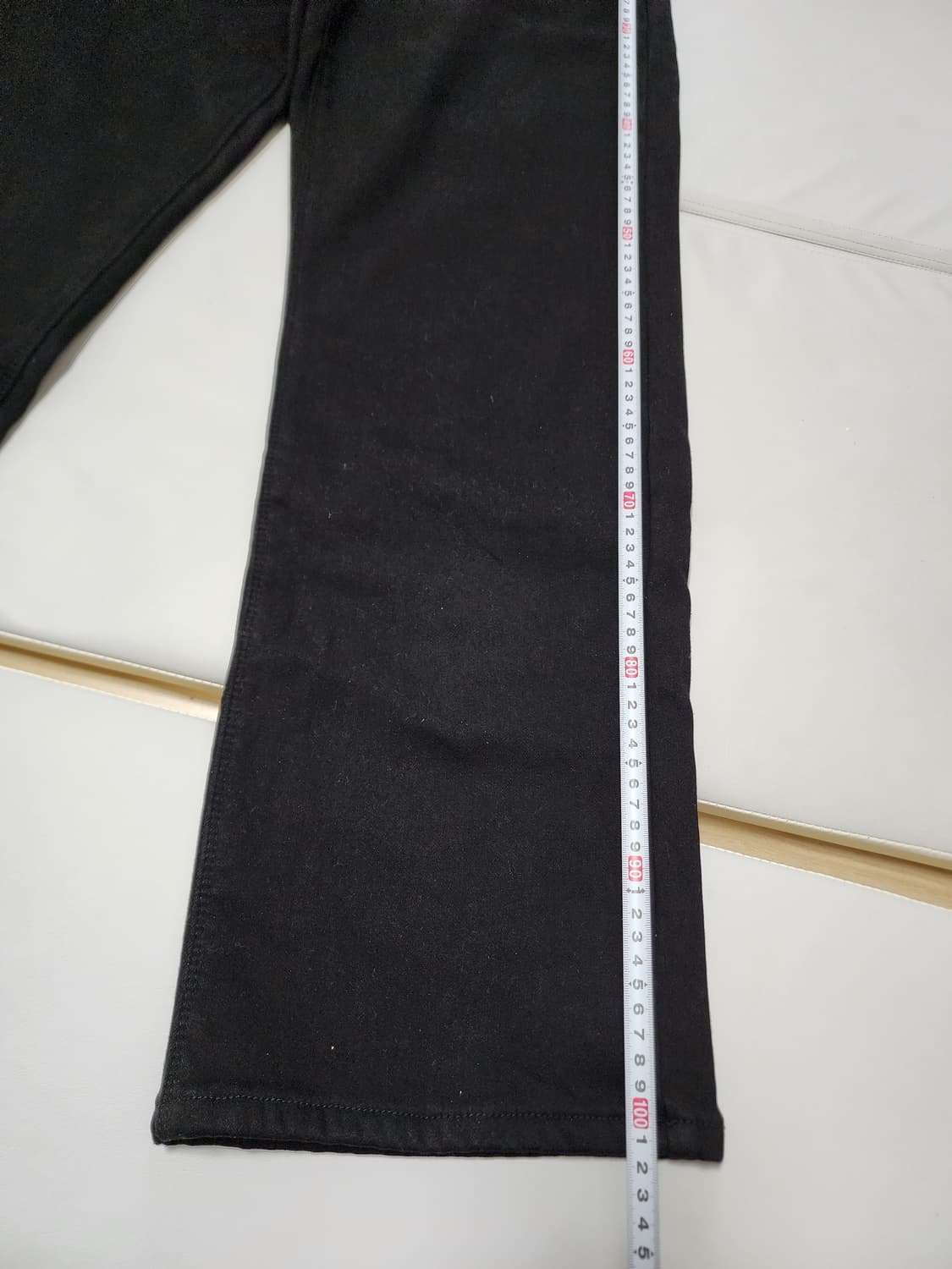 인디고뱅크벨벳본딩기모와이드블랙진30사이즈 상품이미지5