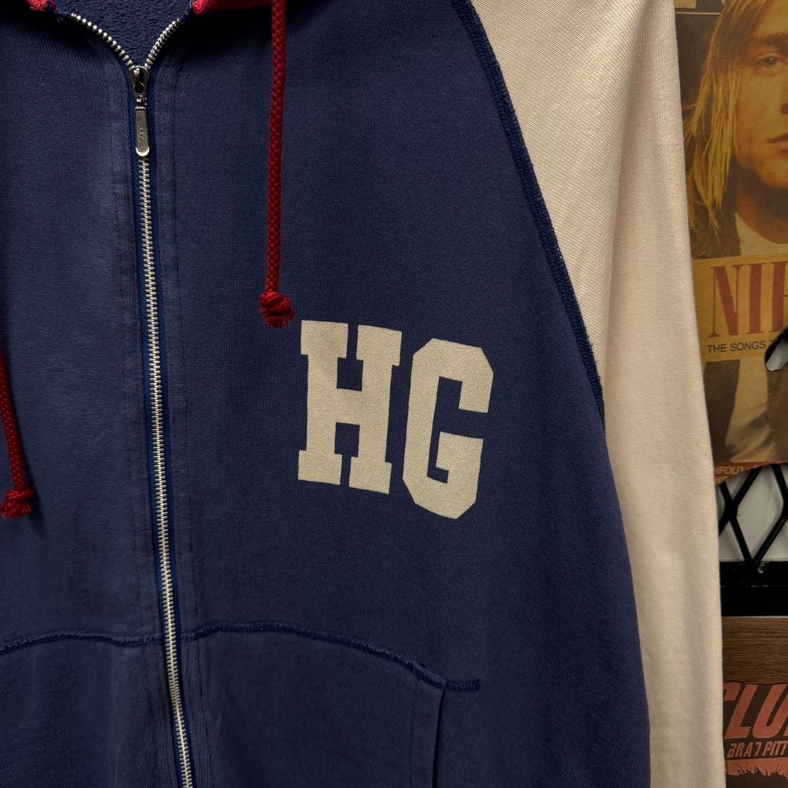 히스테릭 글래머 후드집업 전후면 프린팅 로고 포인트 네이비 아이보리 레드 상품이미지5