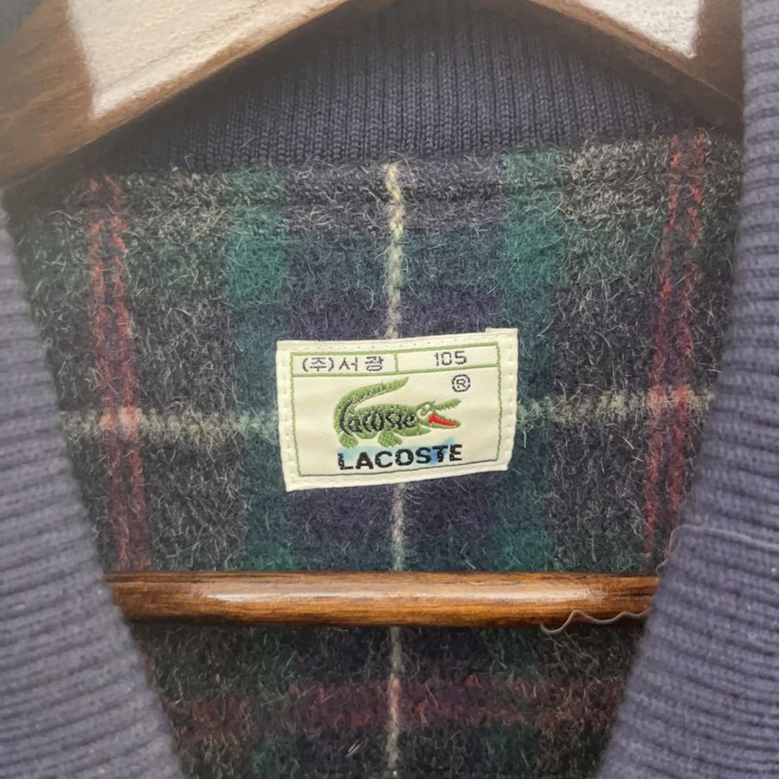 라코스테 서광 빈티지 체크패턴 울 블루종 자켓 105 C08616 상품이미지5