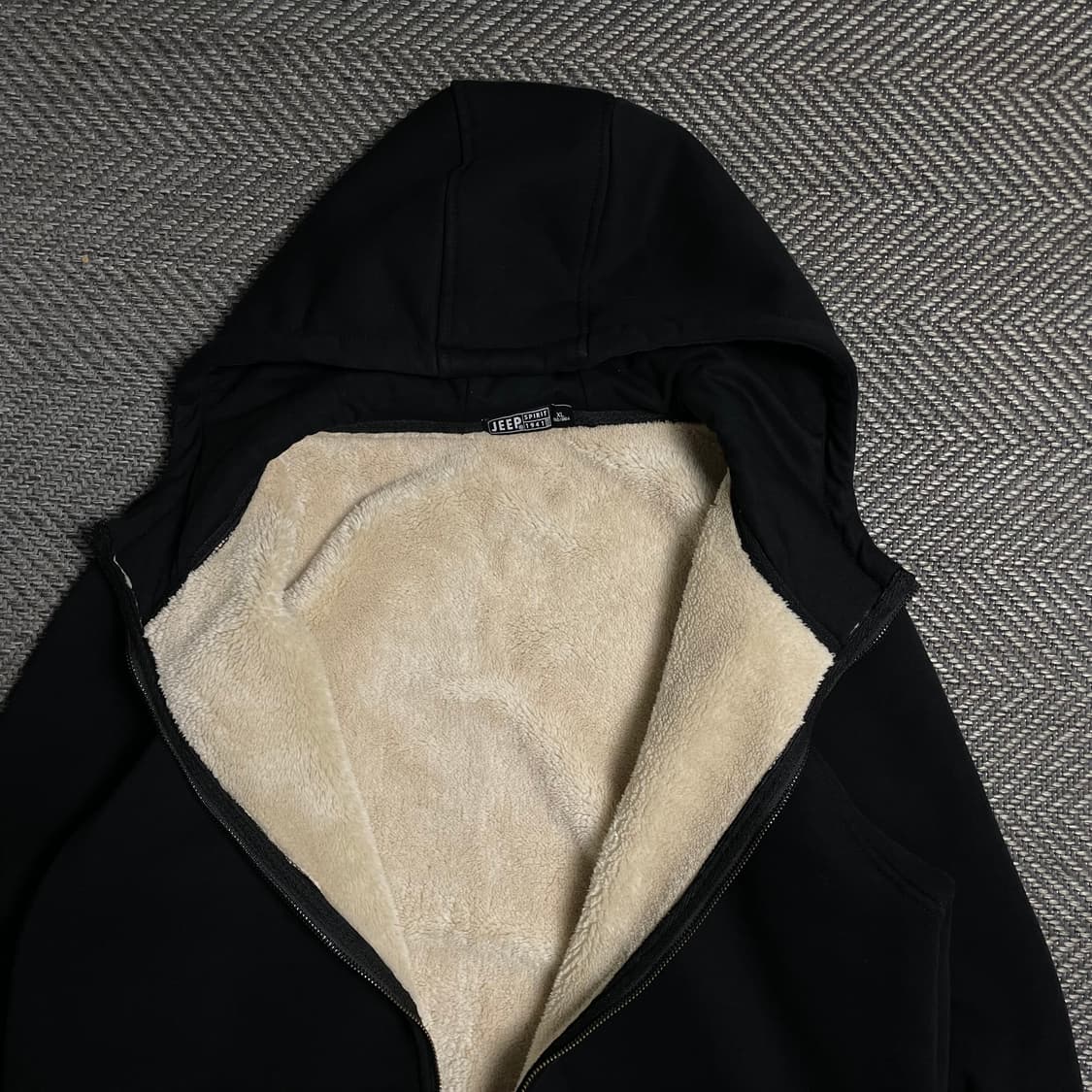 지프 베이직 기모 퍼 후드집업 블랙o 5595 상품이미지5
