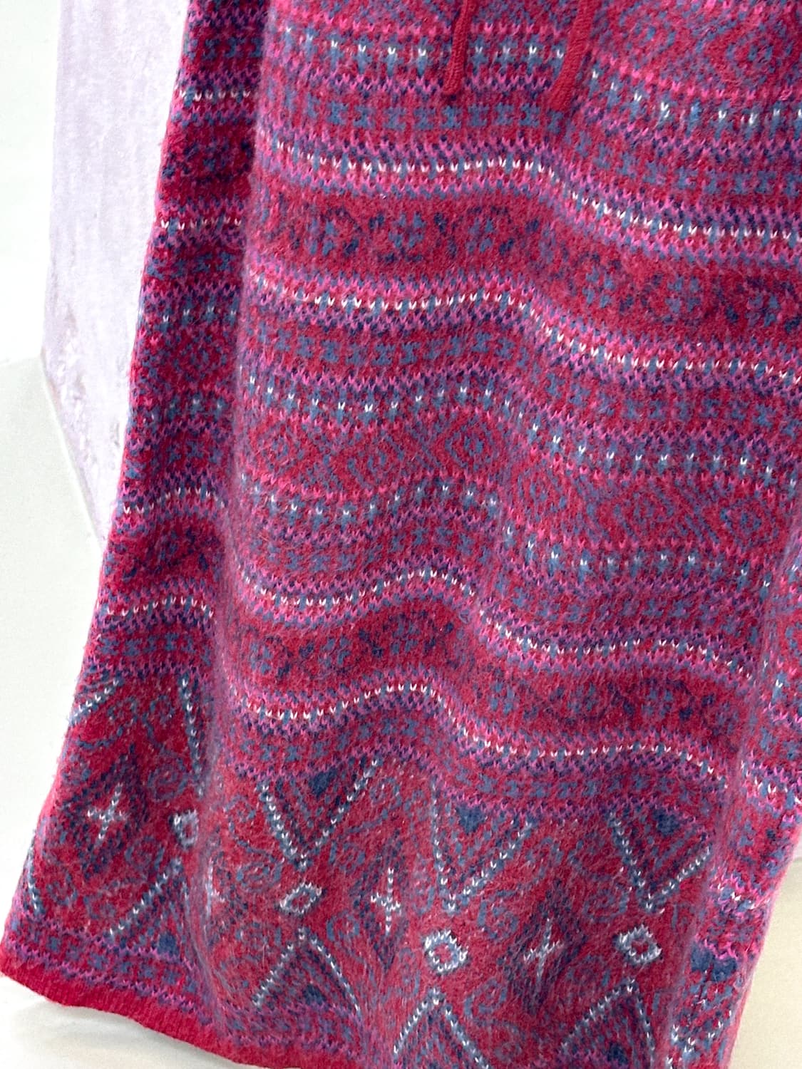 red winter pattern knit long skirt 상품이미지5