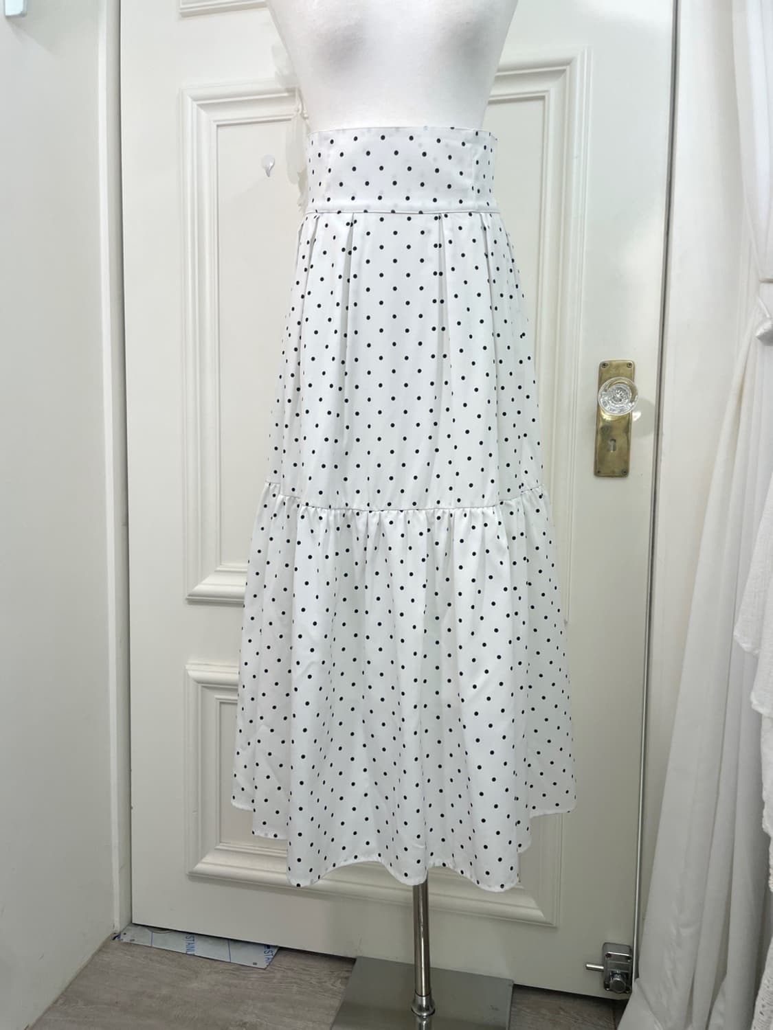 white black dot summer long skirt 상품이미지5