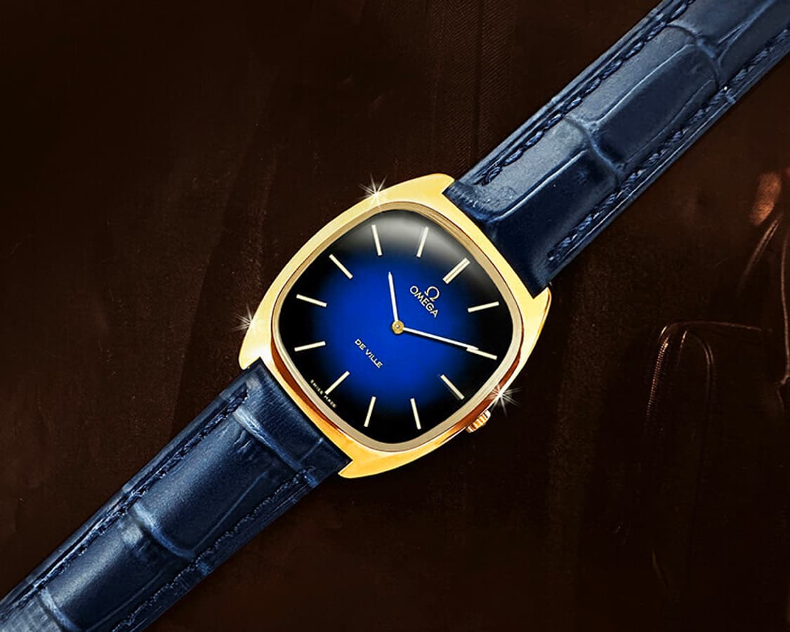 오메가 드빌 희귀 블루 투톤 다이얼 여성 수동 가죽 시계 상품이미지2