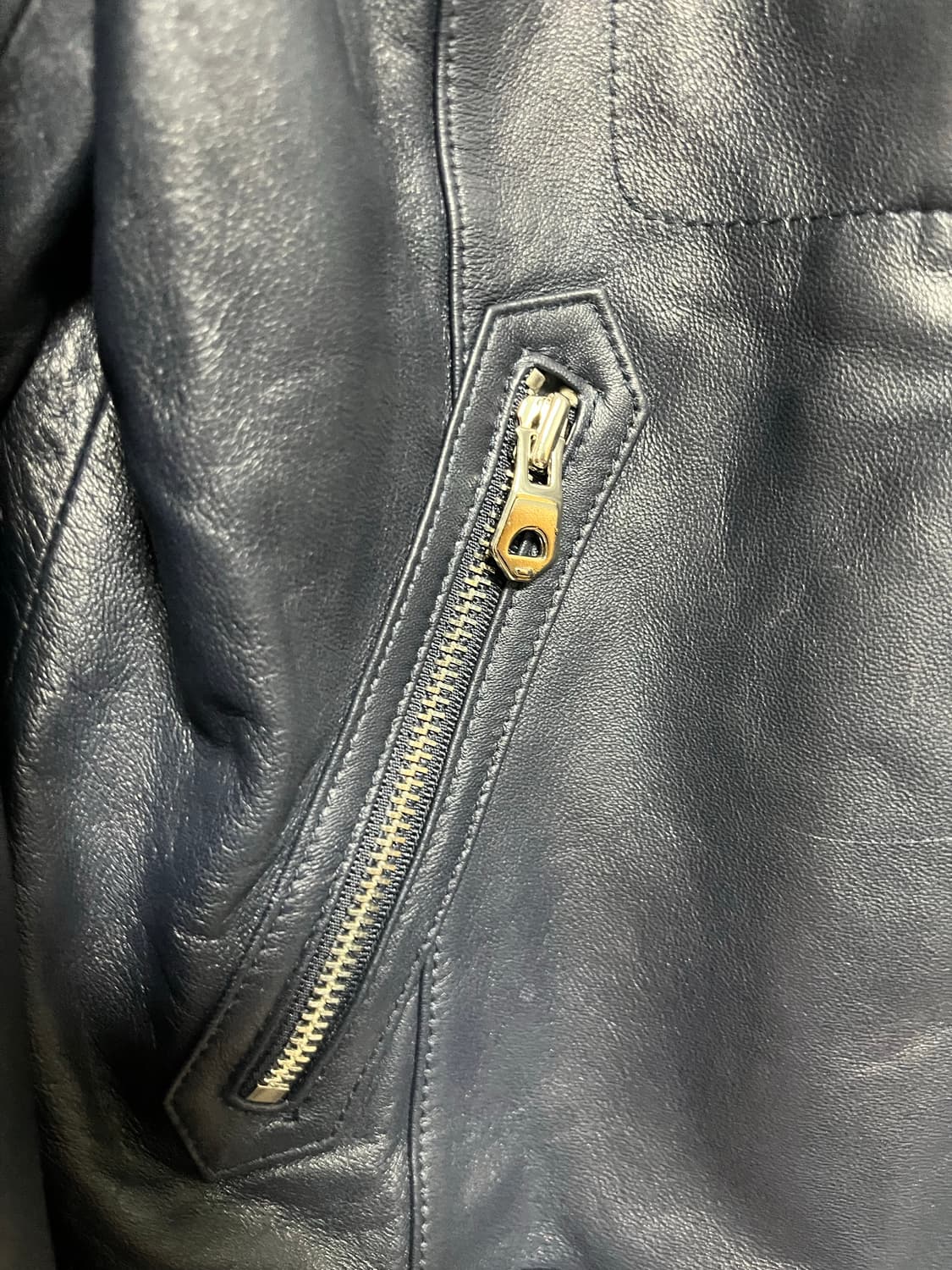 데일리스트 네이비 양가죽 라이더 자켓 상품이미지3