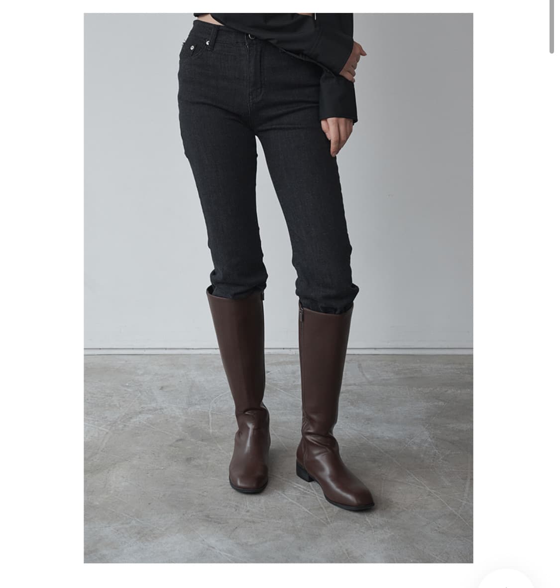 솔트앤초콜릿 스퀘어 토 베이직 롱부츠 상품이미지1