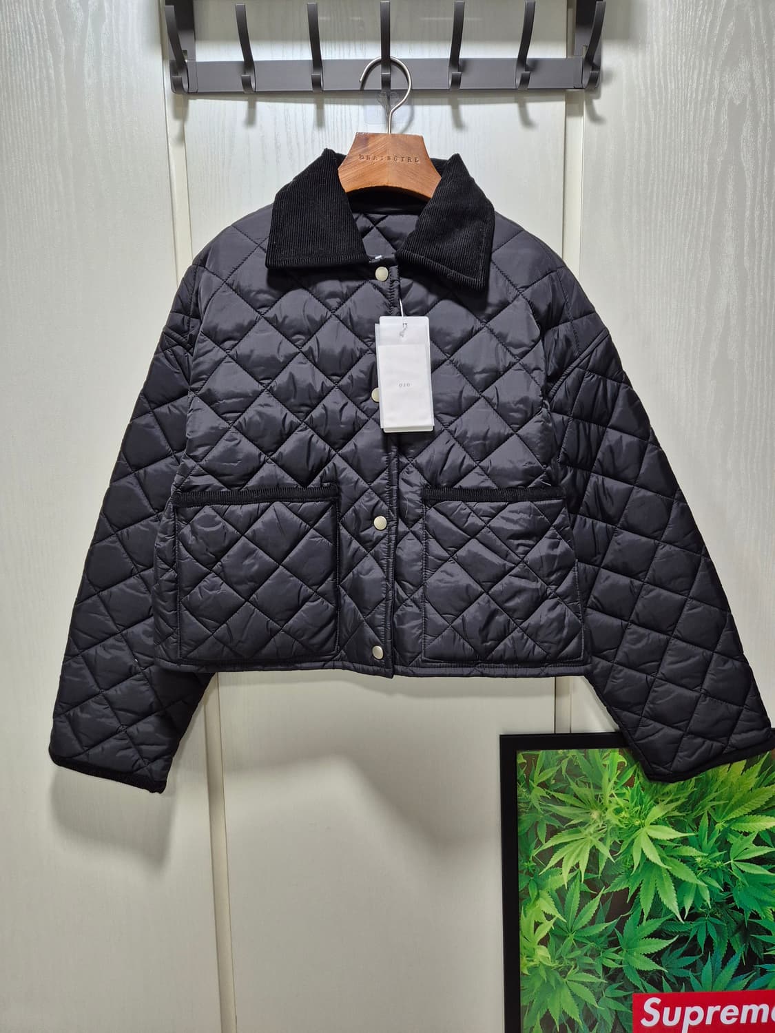 (세일)(새상품)ORO 오로 퀼팅 코듀로이 자켓 블랙 상품이미지1