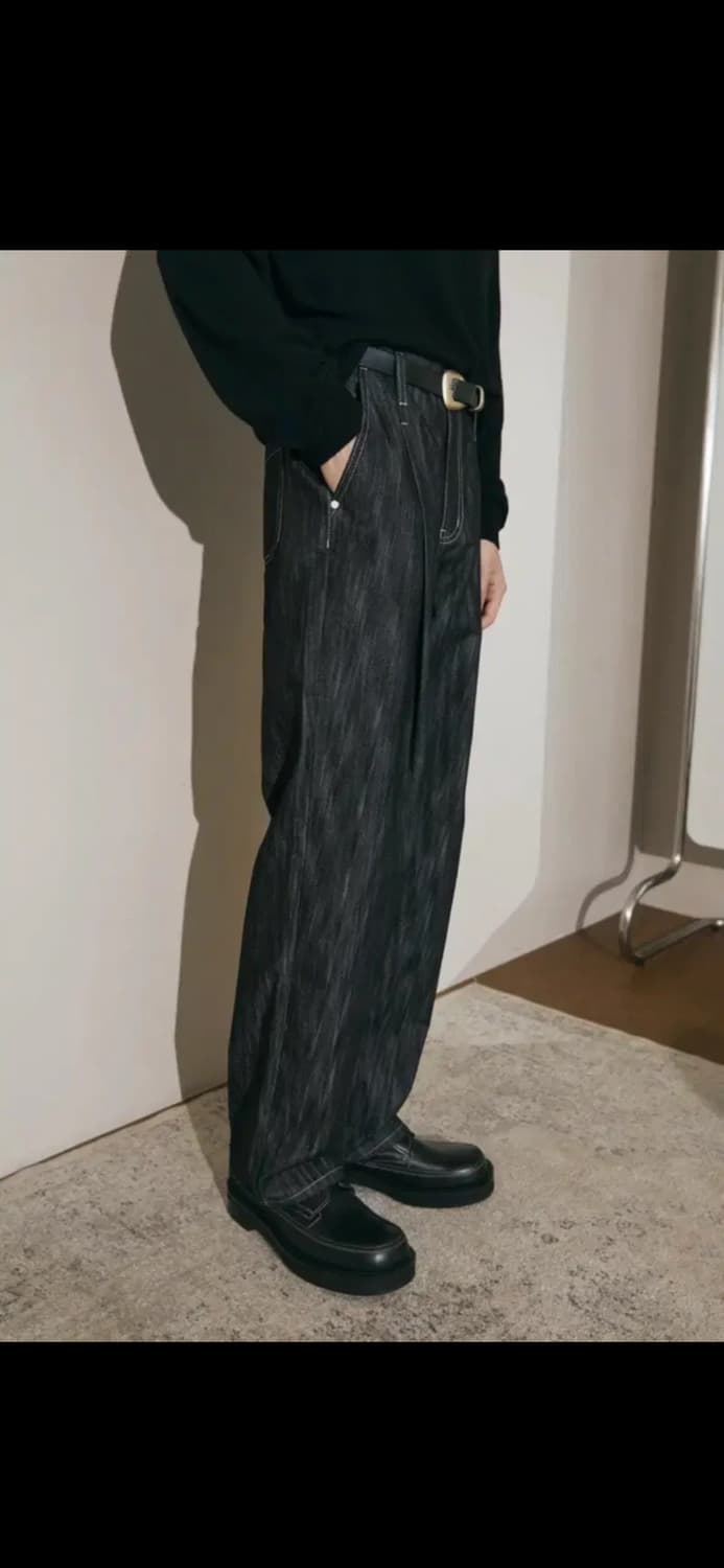 미나브 원턱 카운터 데님팬츠 레인블랙 상품이미지1