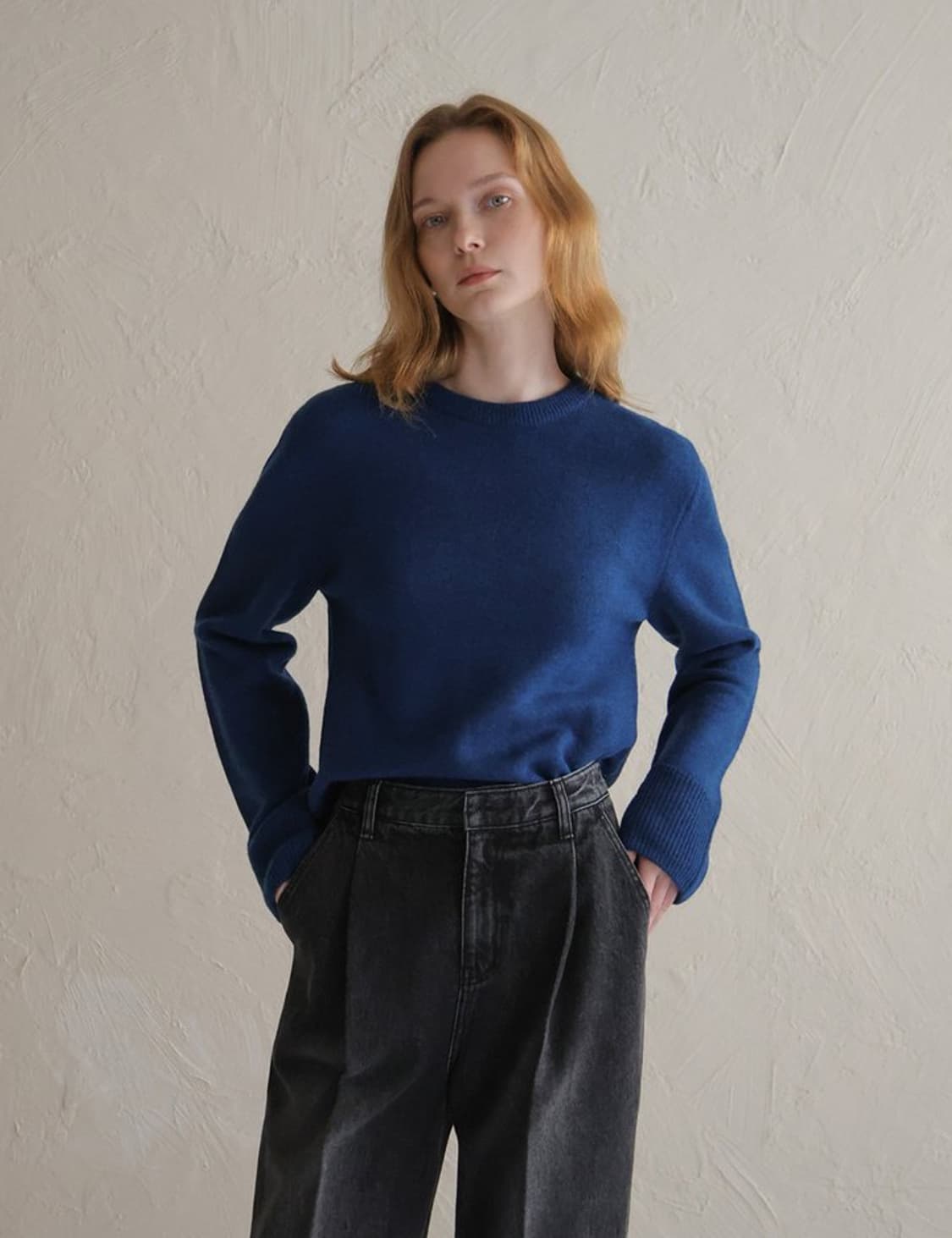 노미나떼 메리노 울 클래식 니트 오션블루 상품이미지1