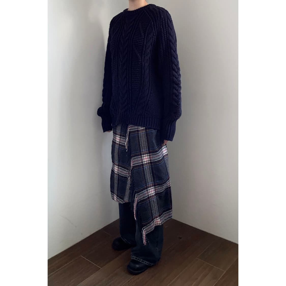 Checkered Fringe Skirt 상품이미지2