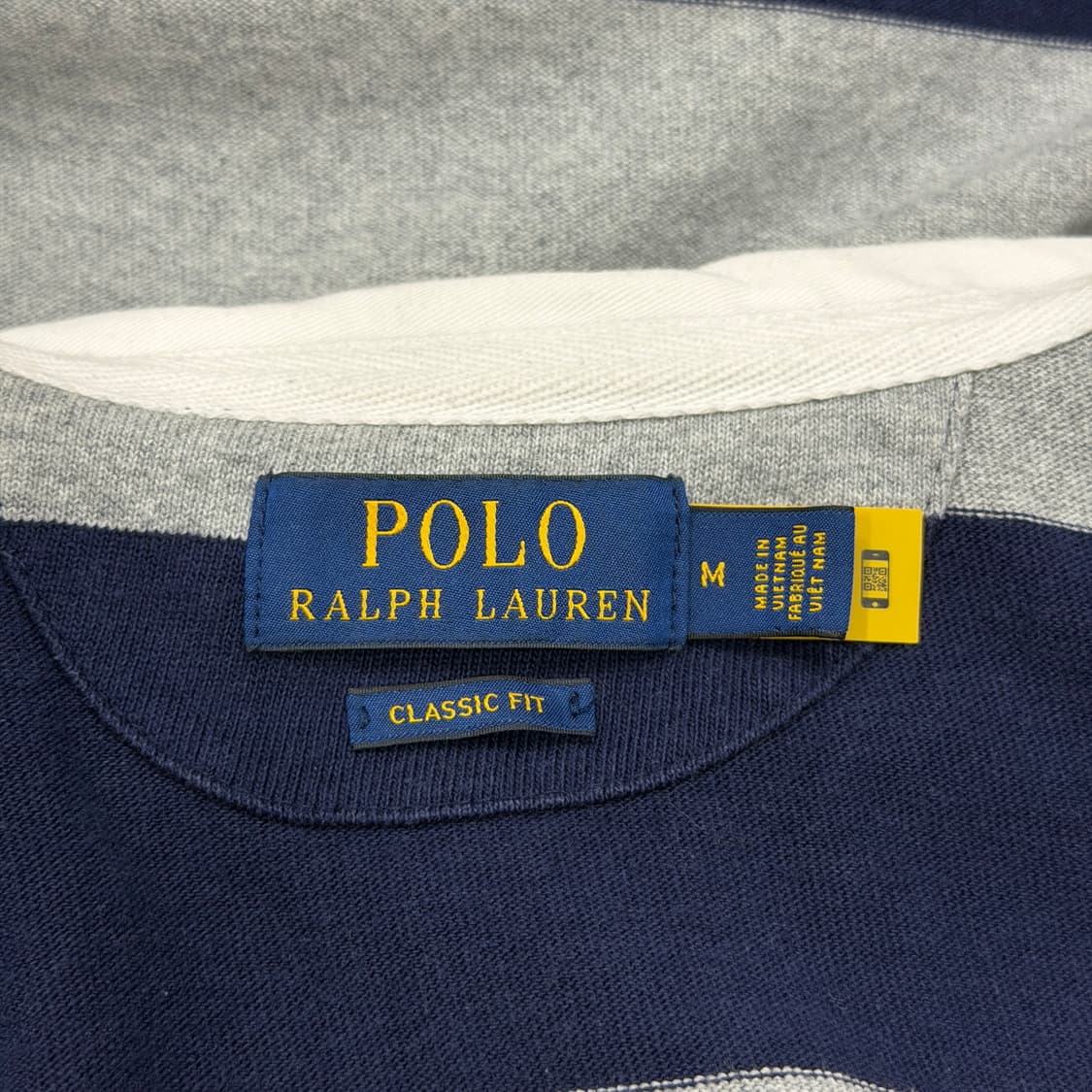 폴로 랄프로렌 QR 스트라이프 럭비 PK 카라티 네이비 그레이 M 상품이미지5