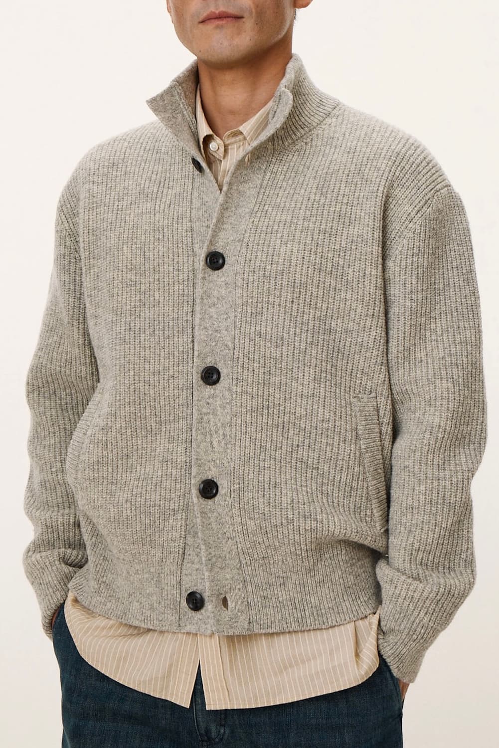 포터리 셔틀랜드 울 하이넥 가디건 상품이미지3