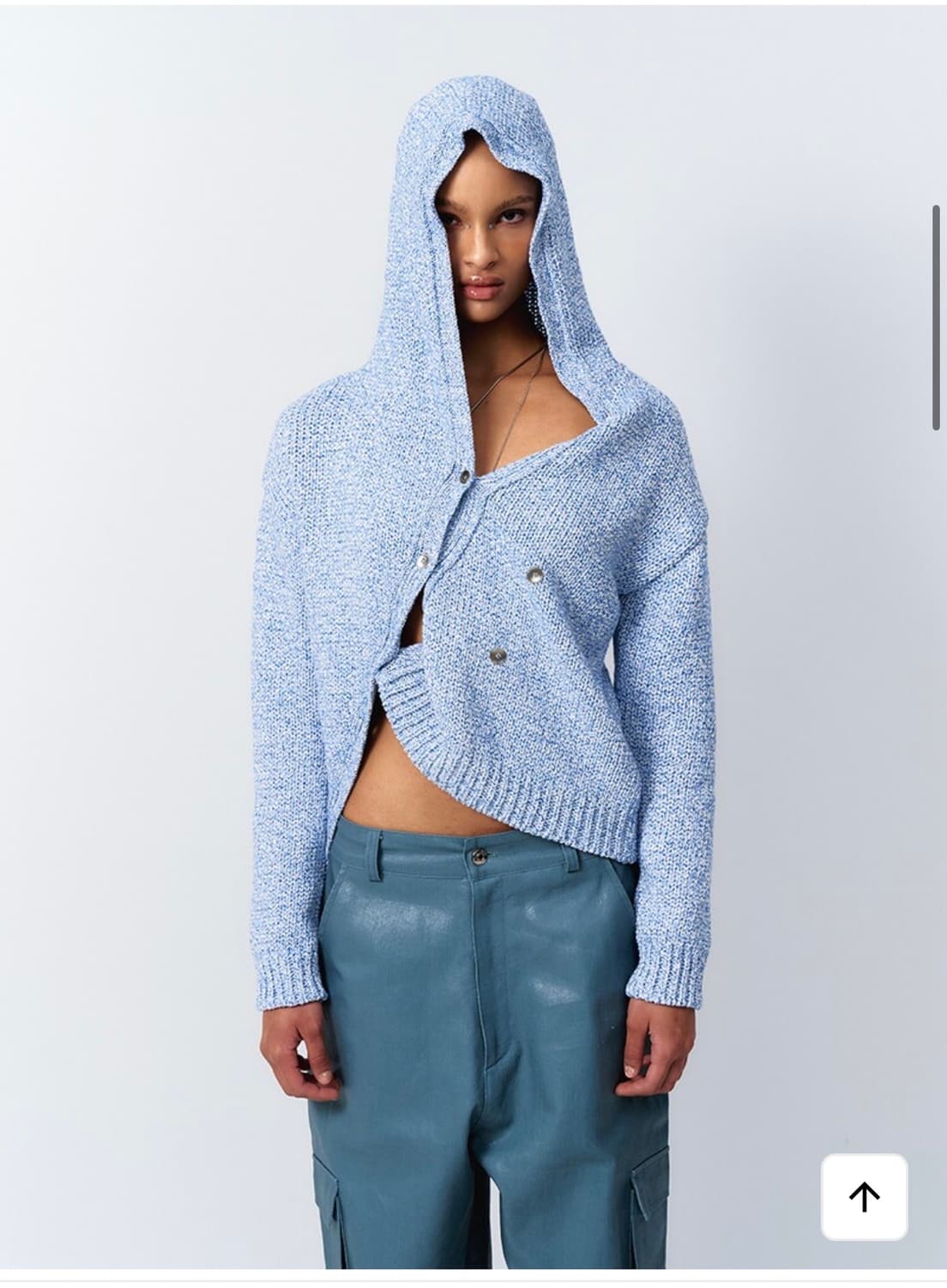 (택포) 엘이이와이 DIAGONAL HOODED CARDIGAN BLUE 상품이미지2