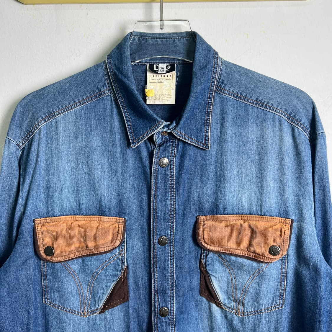 돌체앤가바나 스웨이드 패치 포켓 웨스턴 데님 셔츠 50 상품이미지4