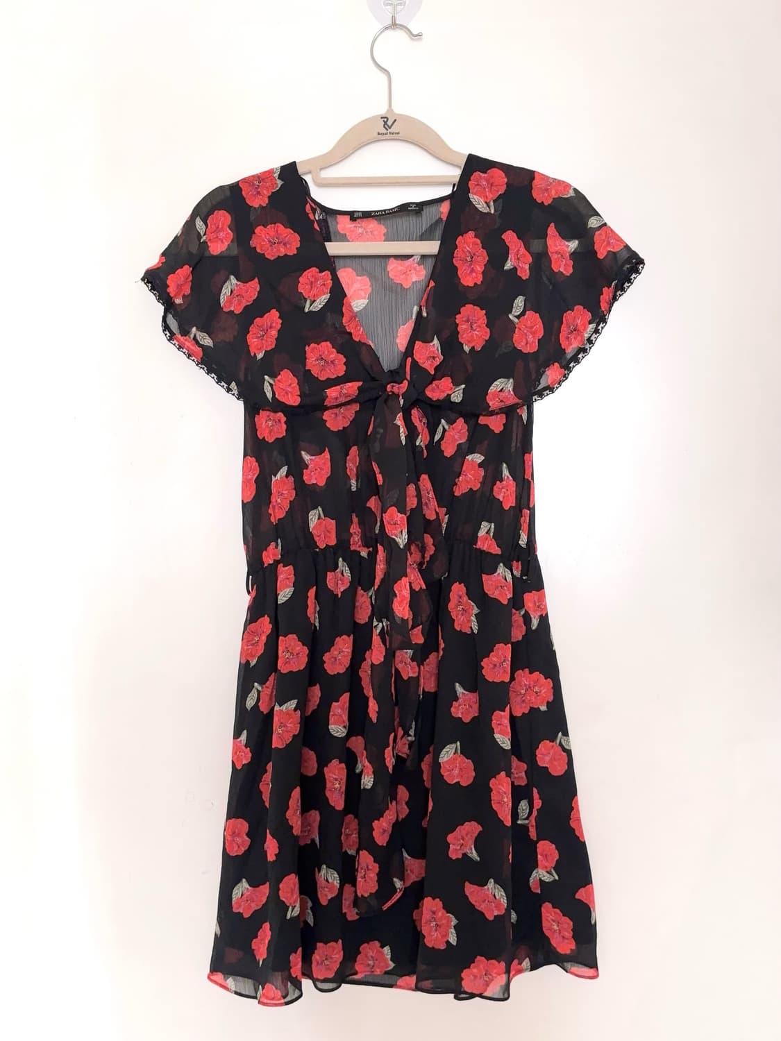 zara 자라 레드 플라워패턴 미니 쉬폰 원피스 상품이미지3