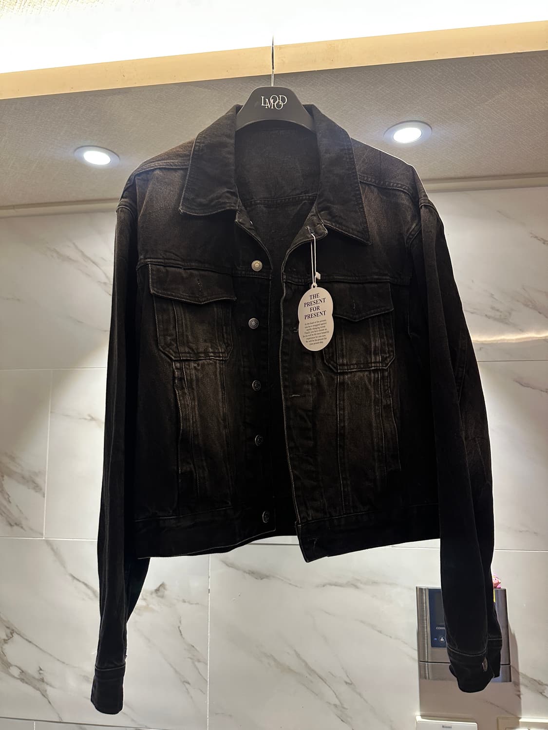 새상품)엘무드 마틴 데님 트러커 자켓 고스트블랙 상품이미지3