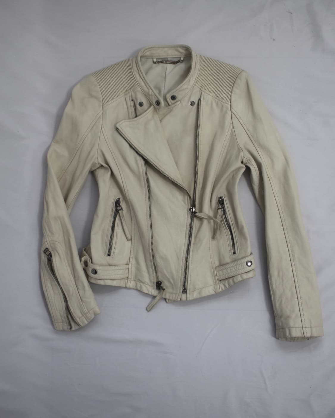 Leather skin-ivory 2 zipper lamb jacket 상품이미지4