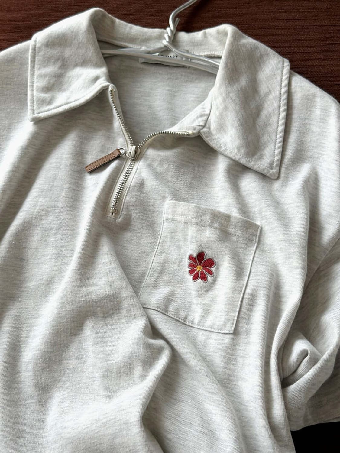 Cotton design zip pullover top 상품이미지1
