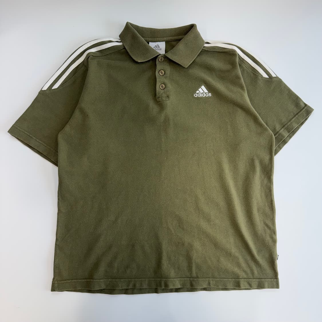 Adidas 아디다스 삼각로고 카키 카라 반팔  상품이미지3