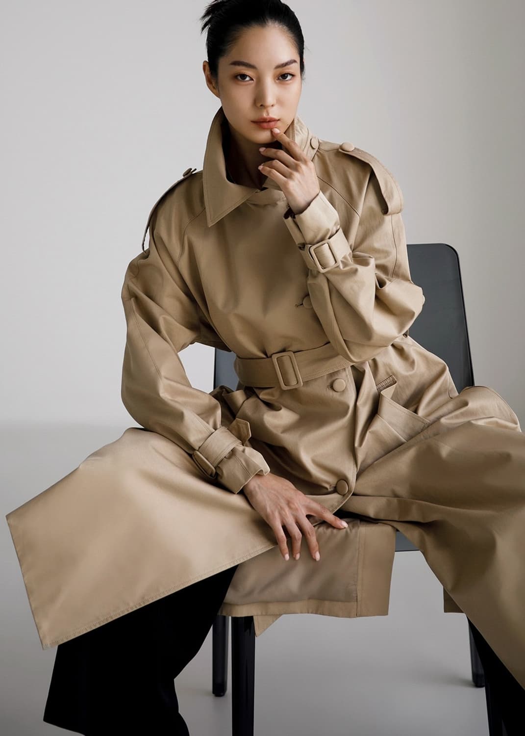 몸빼 롱 트렌치코트 상품이미지1