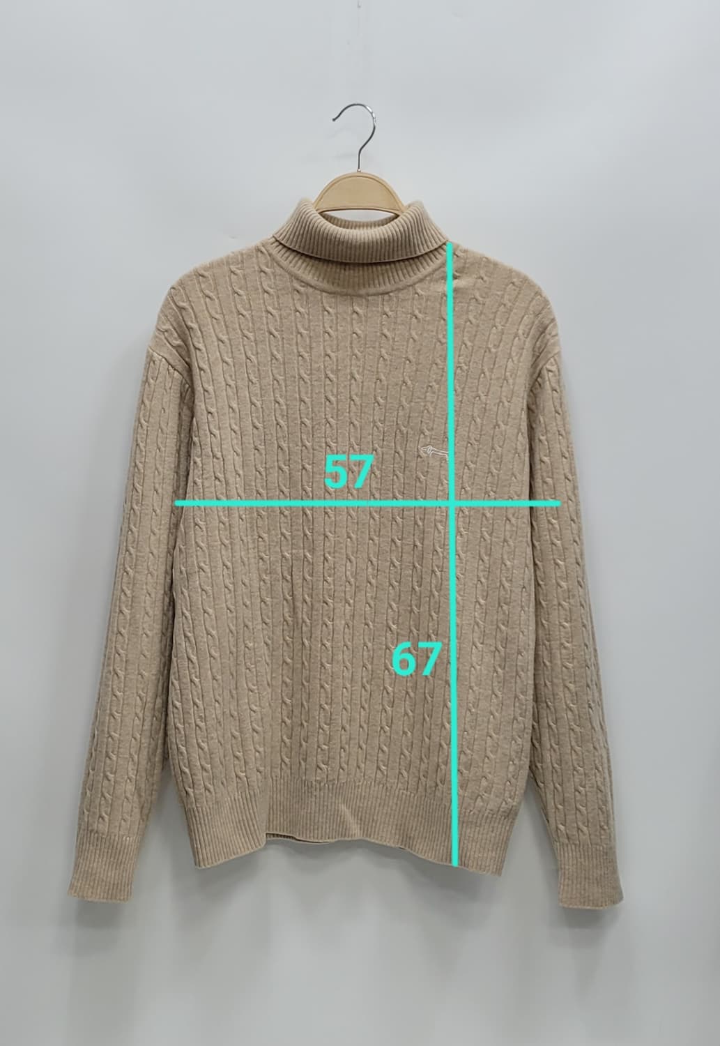 루이까스텔 울 캐시미어 터틀넥 케이블 니트 스웨트 / 남 100 베이지
 상품이미지9