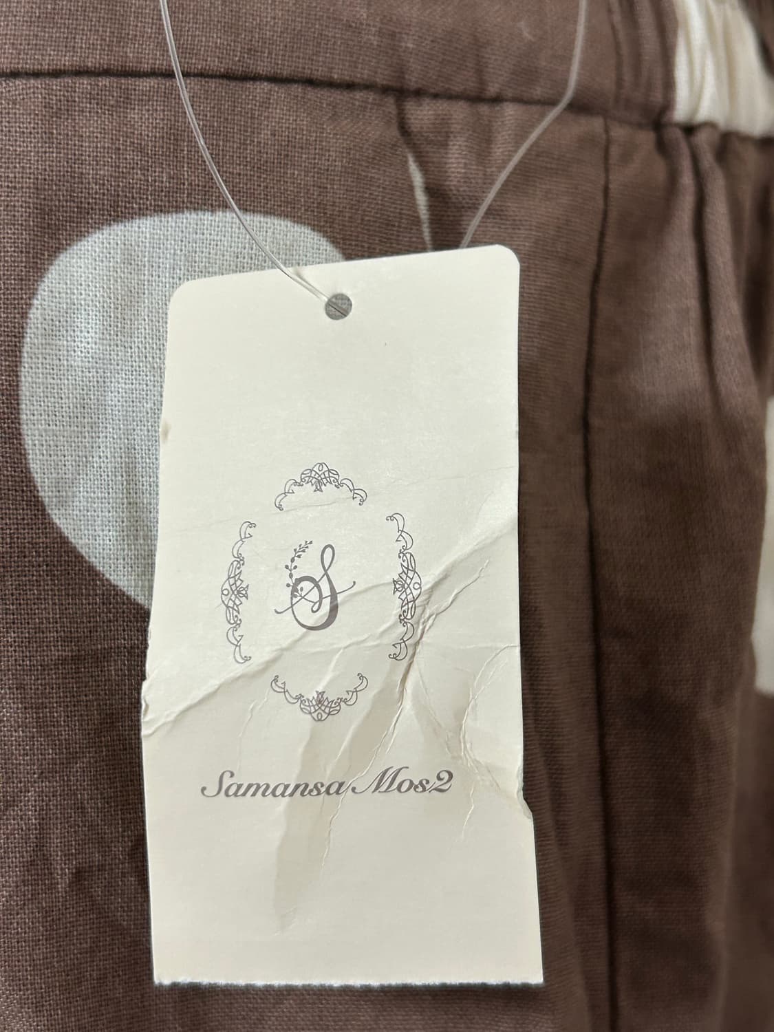 Samansa mos2 브라운 도트 와이드 팬츠 상품이미지3