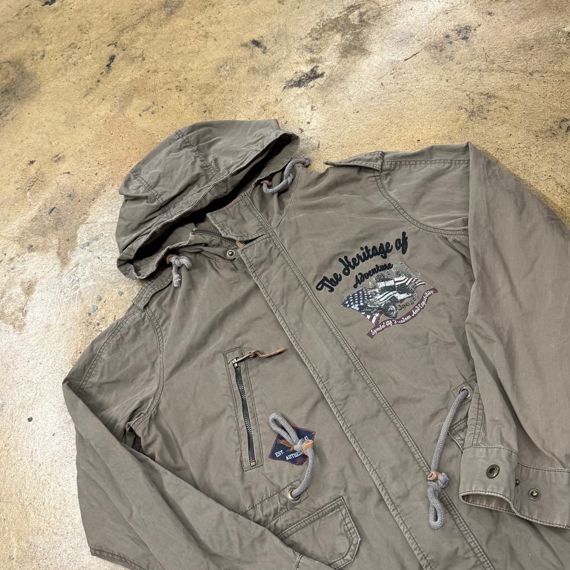 [정품/L] 지프 jeep 카키색 후드 야상 점퍼 b10 상품이미지1