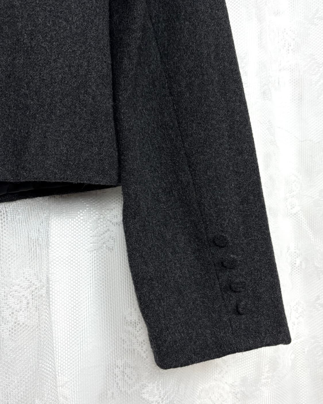 Minimal no-collar wool crop jacket 상품이미지6