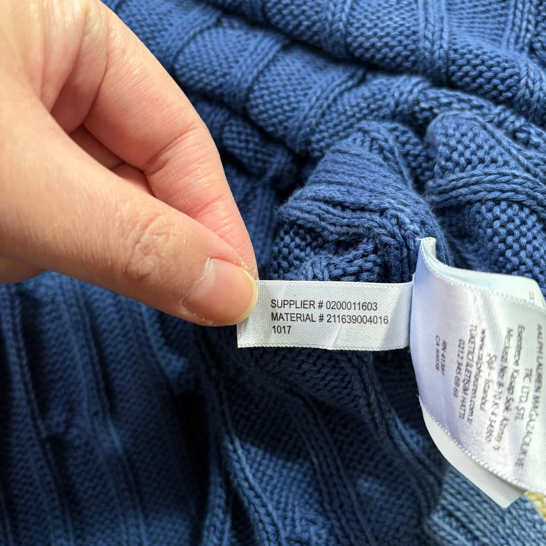 폴로 랄프로렌 블루 브이넥 케이블 니트(XL) 상품이미지8