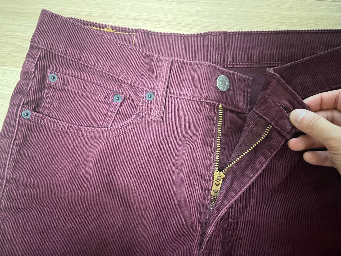 리바이스 514 코듀로이 팬츠 버건디 33x32(허리 41cm) 상품이미지3