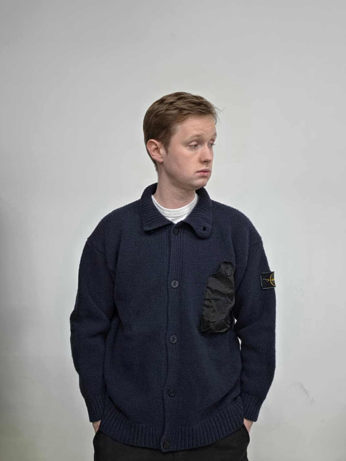 96AW 스톤 아일랜드 다크 네이비 울 가디건 상품이미지2