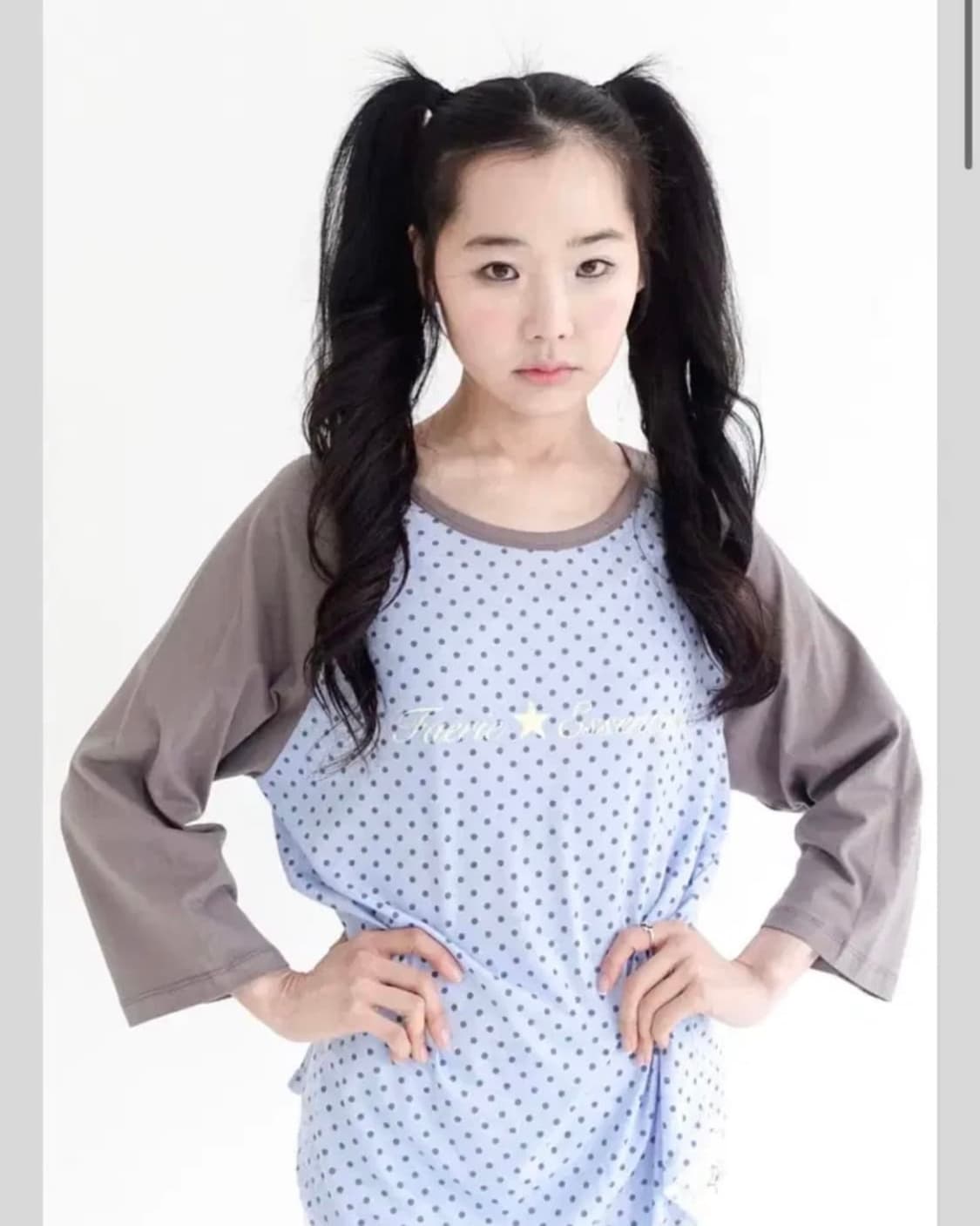 샵페어리 도트 래글런 슬리브탑 블루 상품이미지1