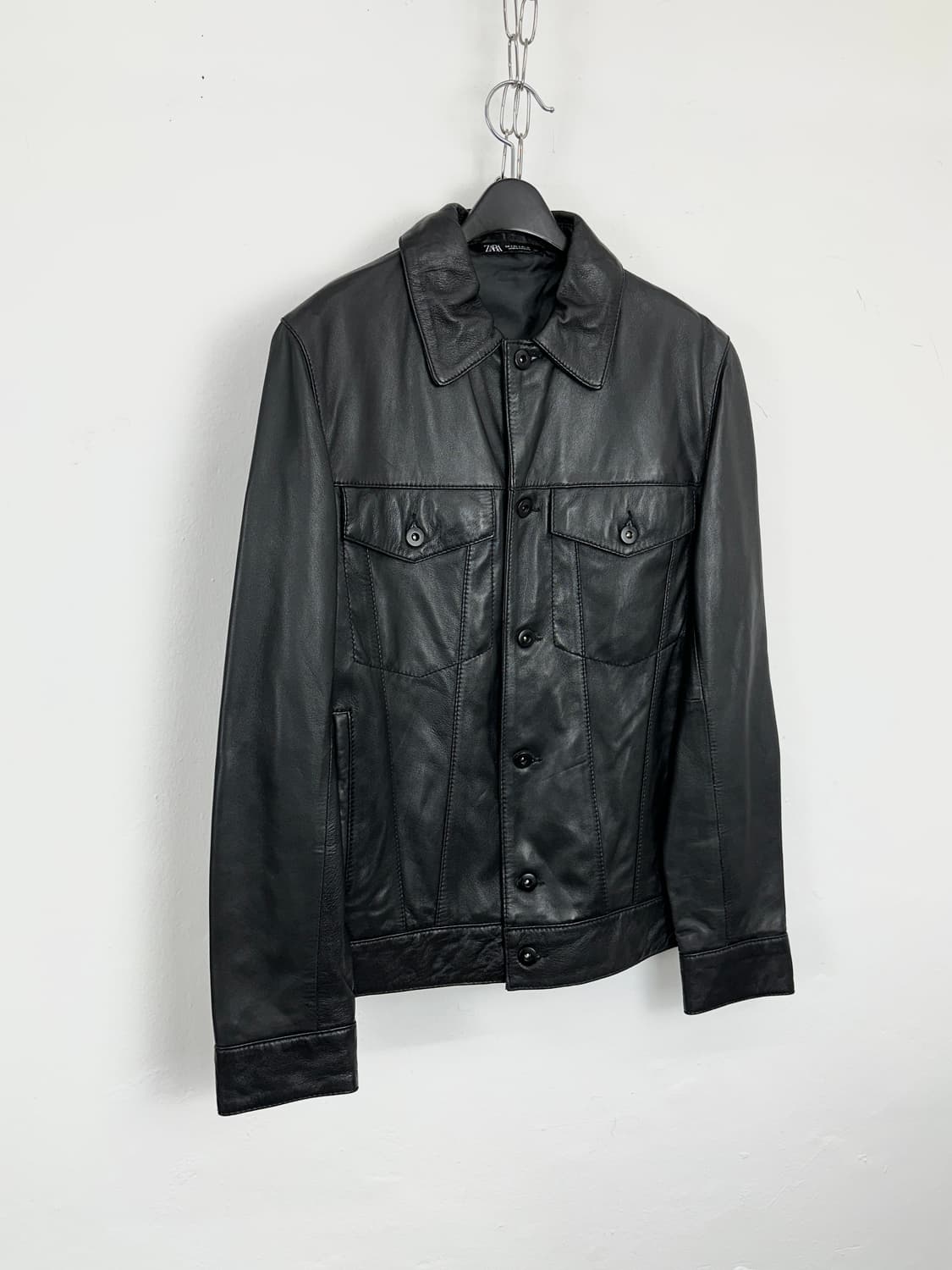 Zara Lambskin Leather Trucker Jacket 상품이미지3