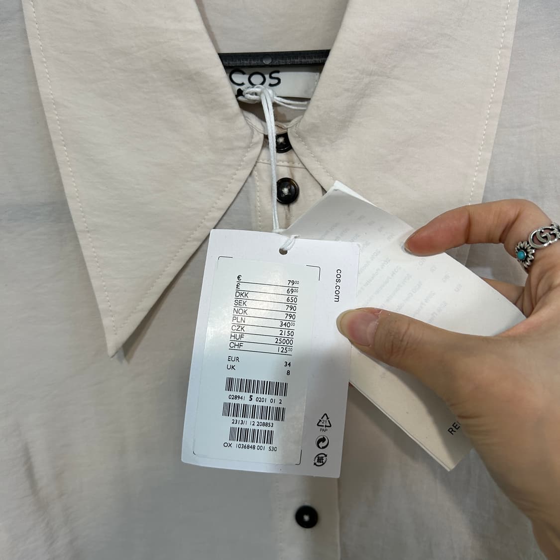 COS 코스 오버사이즈 카라 셔츠 55정도 새상품 상품이미지3