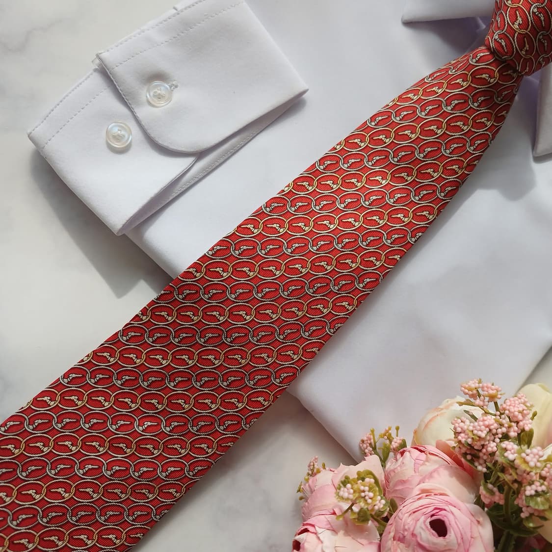 트루사르디 시그니처 로고 패턴 넥타이 9.2cm A+~A등급 E787
 상품이미지4